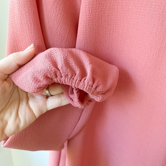 THE IMPECCABLE PIG Women's Dusty Pink Crepe Long Sleeve Caged V-Neck Blouse sz S - Picture 6 of 7